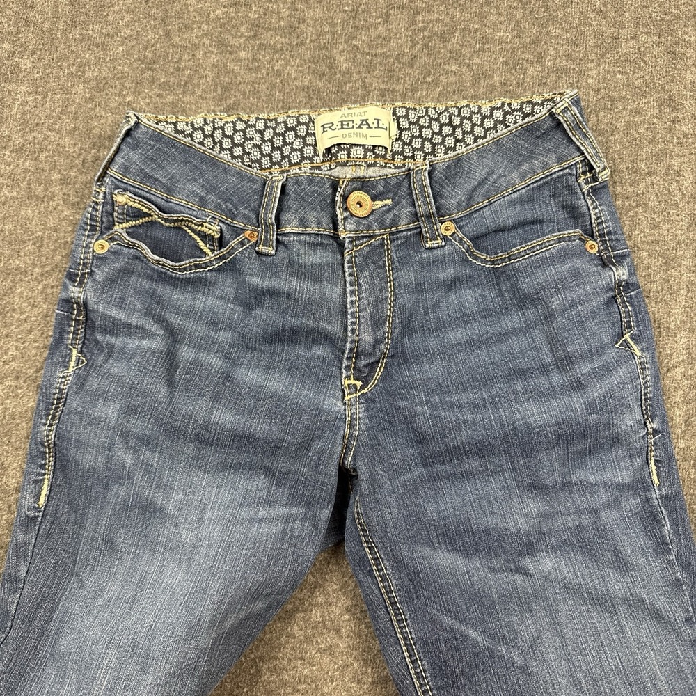 Ariat Real Denim Jeans Womens 30R Blue Embroidered Western Stitch Rodeo Stretch - Picture 2 of 8